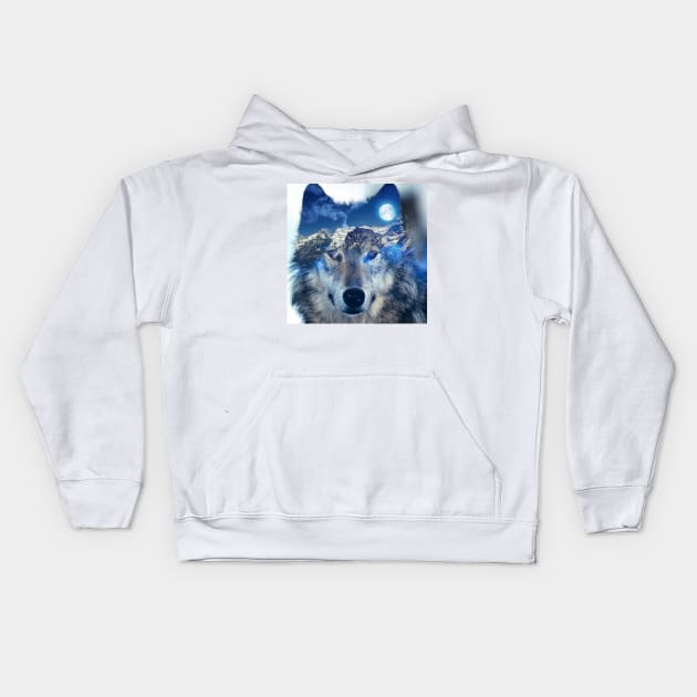 Mountain Wolf Kids Hoodie by theofficialdb